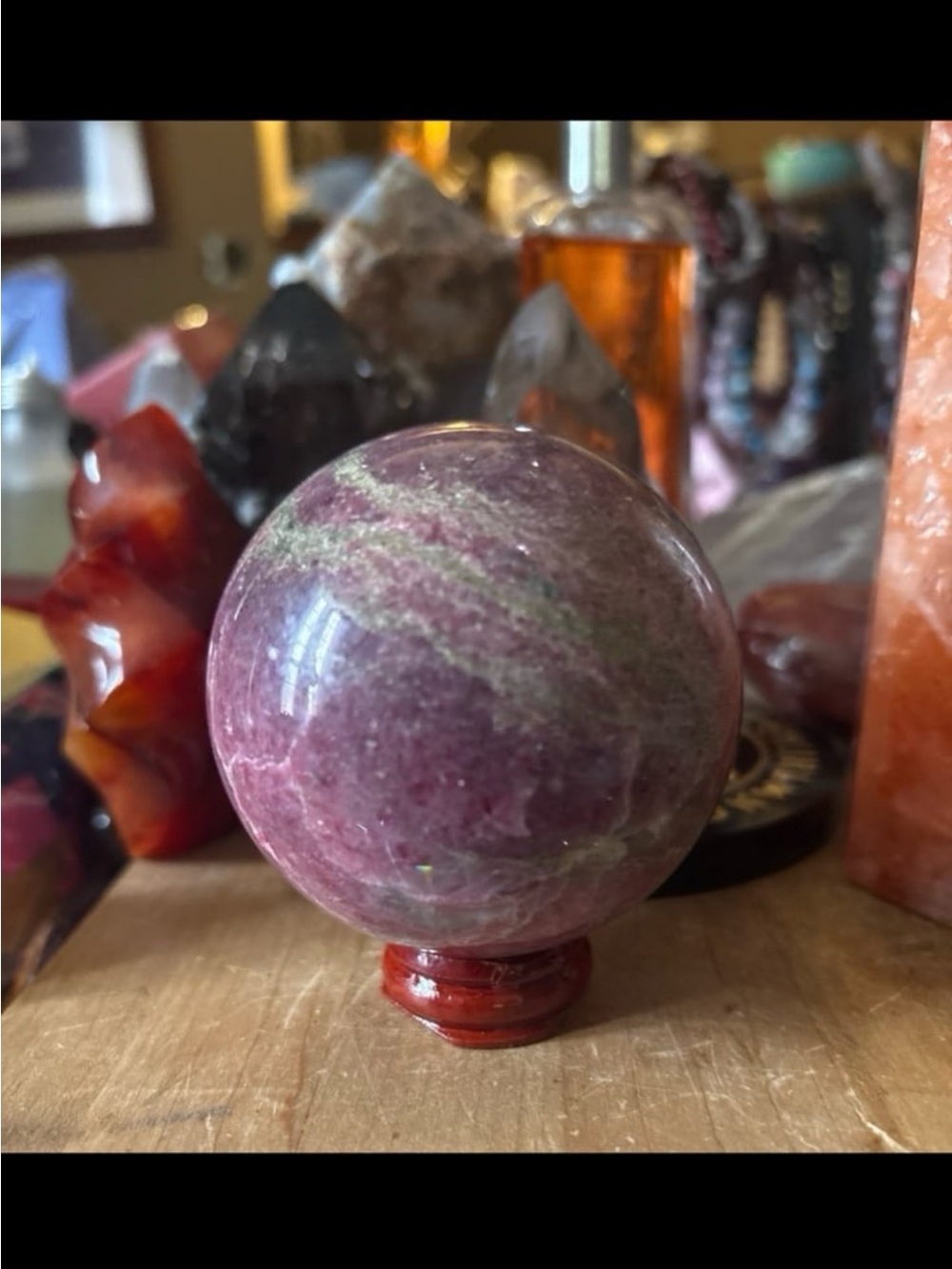 Pink Rhodonite Sphere - Picture 8 of 9